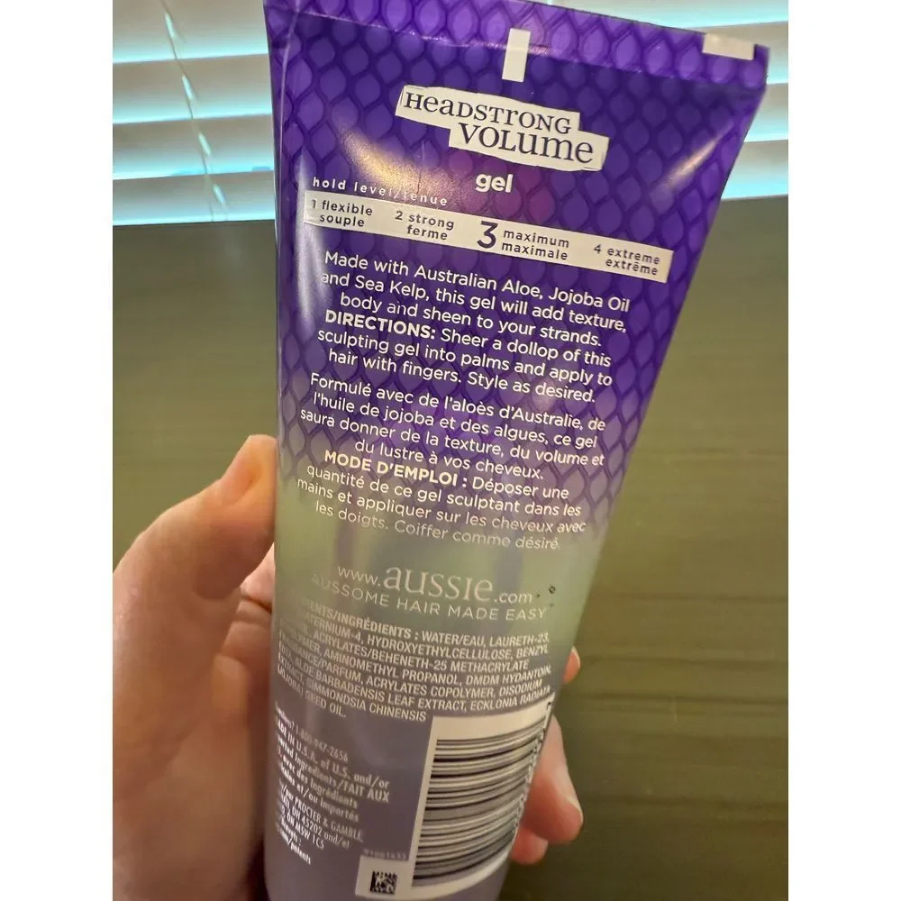 Aussie Head Strong Volume Gel 198g 7oz Maximum Hold Jojoba Oil Sea Kelp 20h Hold